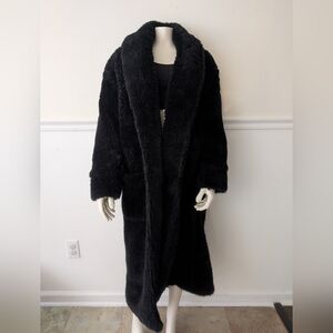 JLUXLABEL Yvette Long Black Teddy Coat